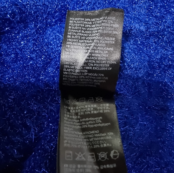 3/$40 Sale! H&M Metallic Oversized Sparkly Royal Blue Long Turtleneck Sweater - Picture 7 of 8
